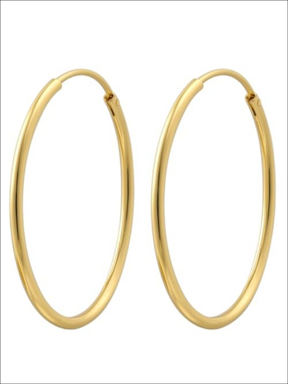 14K Gold-Plated Hoop Earrings Clip-On 30mm Large Chunky Elegant